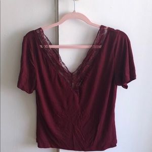 Burgundy Lace Top